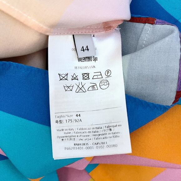 Valentino 1973 Check Panama Silk Top Rainbow Blouse Multicolor Stripe - Picture 12 of 12